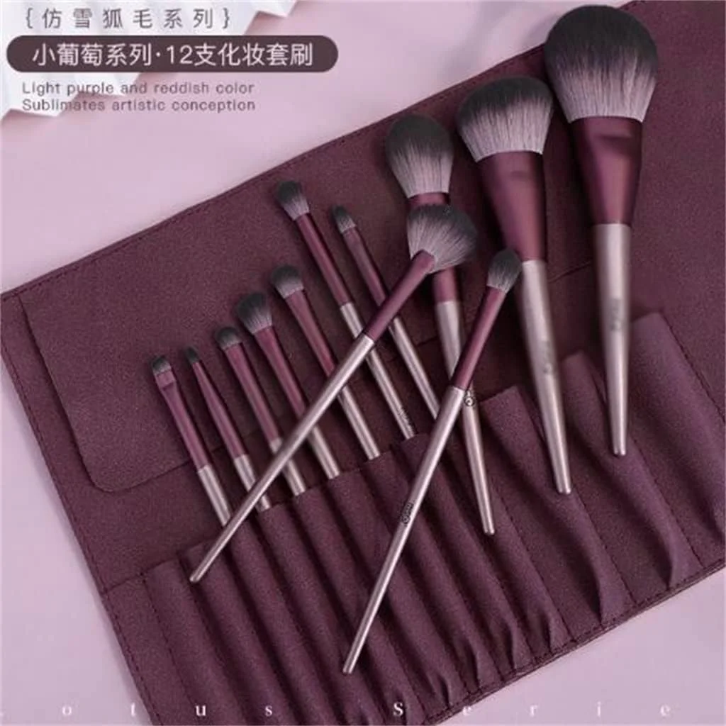 ست ۱۲ عددی برس آرایشی، برس کامل سایه چشم، برس نرم مویی کانسیلر، برس ابرو