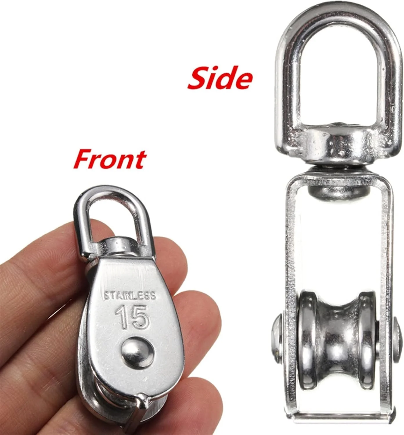 قرقره استیل سیمبای، قرقره تک چرخ گردان، قرقره طناب بالابر، ابزار چرخ بالابر بلبرینگ چرخان 360 درجه