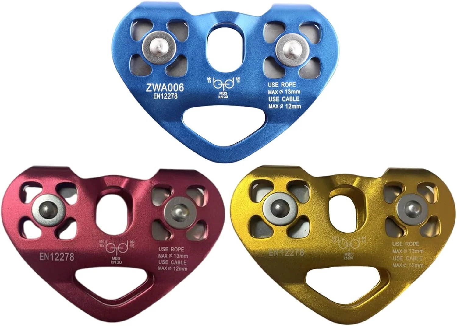 قرقره سیمبای مدل قلبی شکل، قرقره دوبل صعود، کابل فولادی با کیفیت بالا، دستگاه صعود با طناب، ترولی زیپ لاین پرسرعت (رنگ: Hortel)