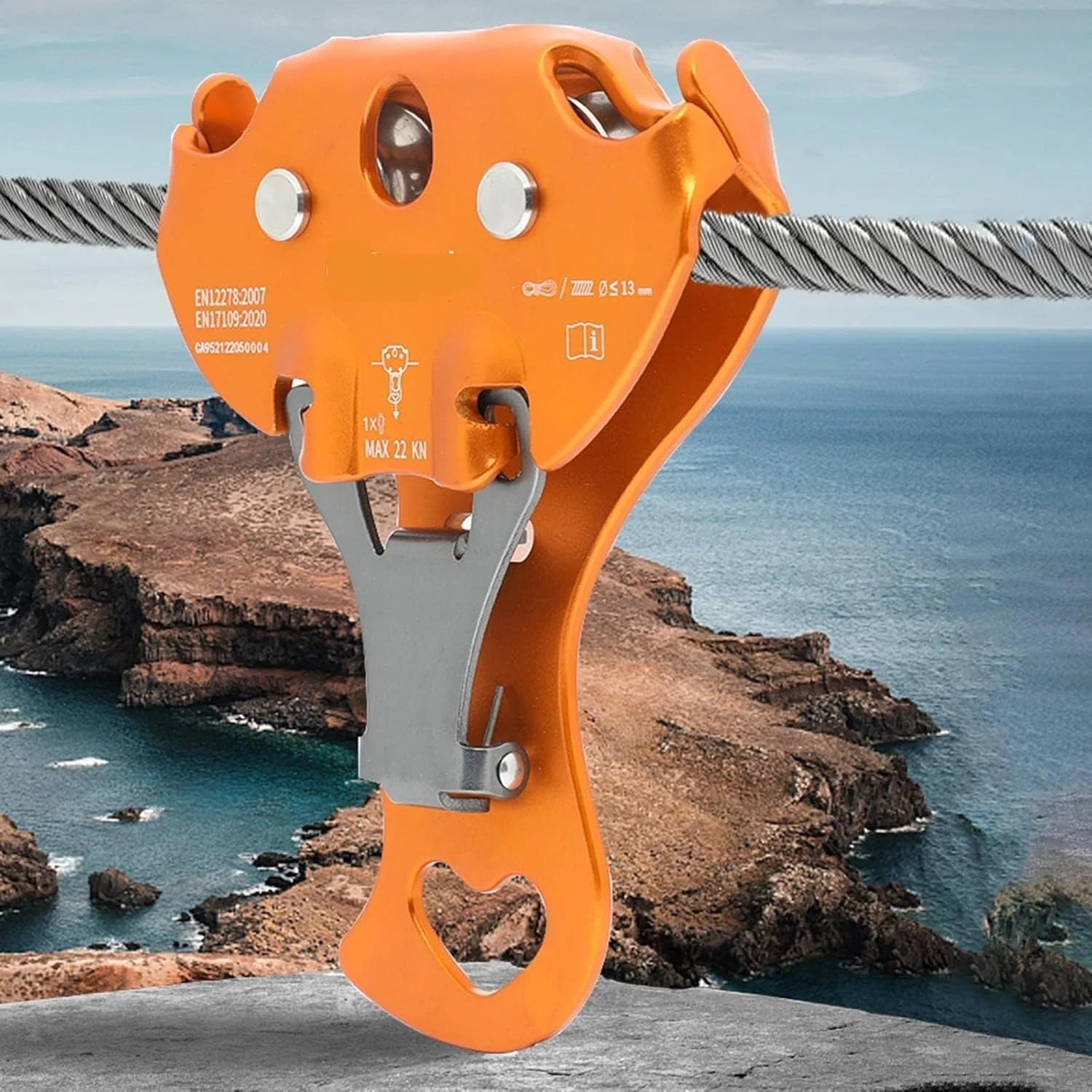 قرقره دوبل سیمبای مناسب صخره نوردی، زیپ لاین و سرعت، برای درختکاری، بالابر، کشش و اتصال در سفرهای خارج از منزل