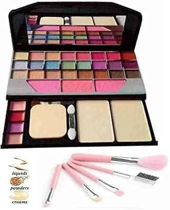 ست کیت آرایشی چند رنگ BOW & BLUSH TYA Fashion 6155 + ست 5 تایی براش آرایشی صورتی - (بسته 6 عددی)
