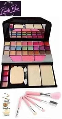 ست کیت آرایشی چند رنگ BOW & BLUSH TYA Fashion 6155 + ست 5 تایی براش آرایشی صورتی - (بسته 6 عددی)