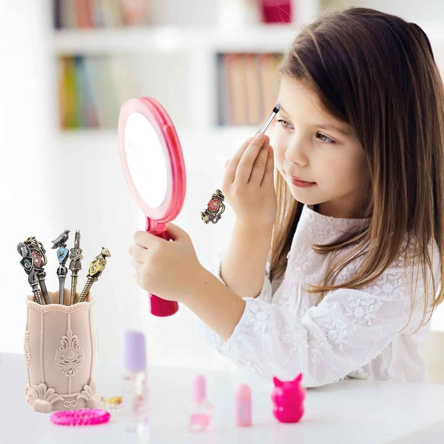 ست هدیه برس آرایشی هری برای زنان و دختران، برس های آرایشی پاتر، آرایش برنزی فلزی برای سایه چشم، خط چشم، ترکیب لب، نگهدارنده برس شامل نمی شود (2 گزینه رنگ)