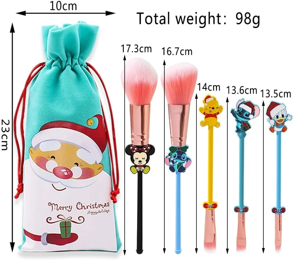 ست برس آرایشی 5 عددی استیچ کریسمس BONFUN، برس سایه چشم آرایشی کریسمس، ست ابزار آرایشی مینی قابل حمل زیبا، هدیه برس آرایشی کریسمس ست برس آرایشی 5 عددی استیچ کریسمس BONFUN، برس سایه چشم آرایشی کریسمس، ست ابزار آرایشی مینی قابل حمل زیبا، هدیه برس آرایشی کریسمس