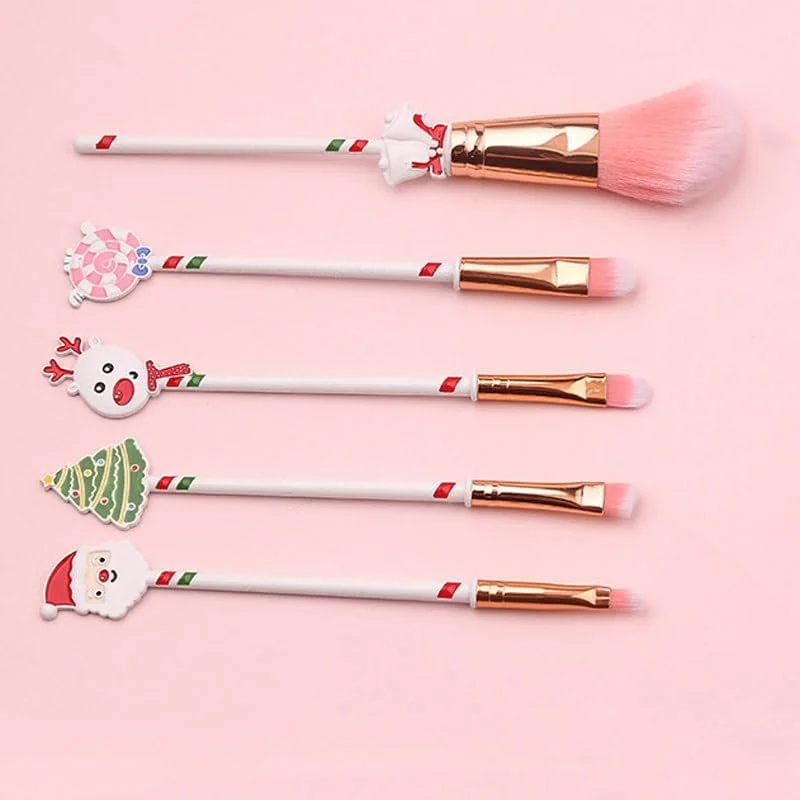 ست براش آرایشی 5 تکه کریسمس BONFUN، برس آرایشی مینیاتوری حمل آسان طرح بابانوئل و گوزن شمالی، برس زنانه با الیاف مصنوعی، بهترین هدیه برای براش آرایشی کریسمس (رنگ: B) ست براش آرایشی 5 تکه کریسمس BONFUN، برس آرایشی مینیاتوری حمل آسان طرح بابانوئل و گوزن شمالی، برس زنانه با الیاف مصنوعی، بهترین هدیه برای براش آرایشی کریسمس (رنگ: B)