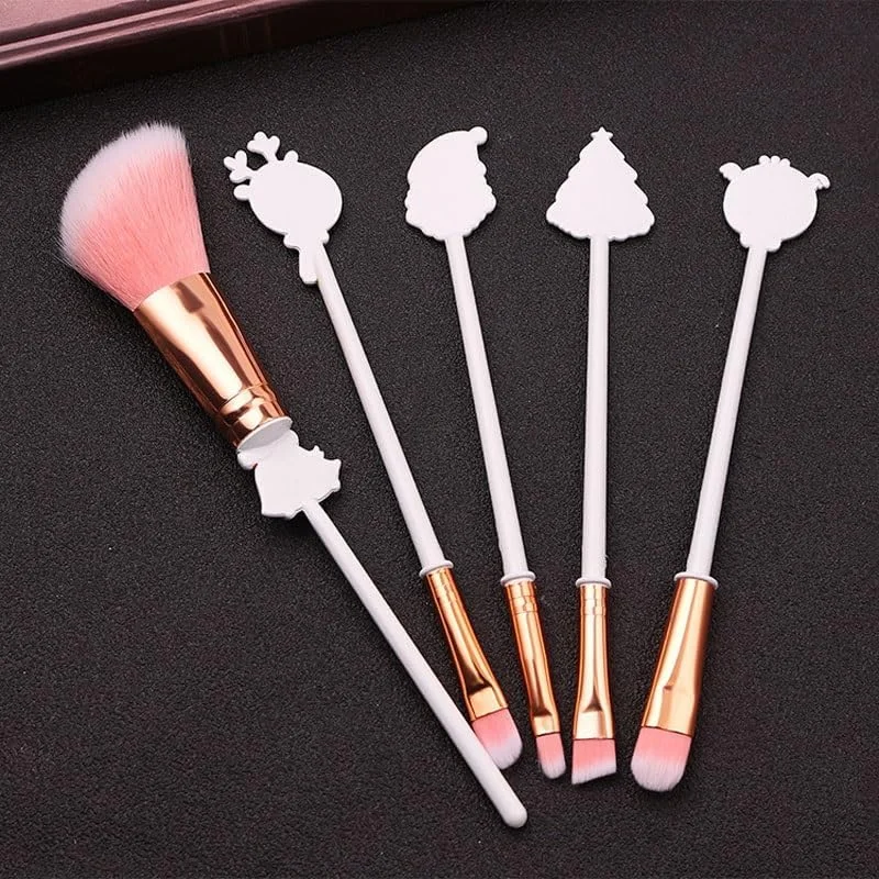 ست براش آرایشی 5 تکه کریسمس BONFUN، برس آرایشی مینیاتوری حمل آسان طرح بابانوئل و گوزن شمالی، برس زنانه با الیاف مصنوعی، بهترین هدیه برای براش آرایشی کریسمس (رنگ: B) ست براش آرایشی 5 تکه کریسمس BONFUN، برس آرایشی مینیاتوری حمل آسان طرح بابانوئل و گوزن شمالی، برس زنانه با الیاف مصنوعی، بهترین هدیه برای براش آرایشی کریسمس (رنگ: B)
