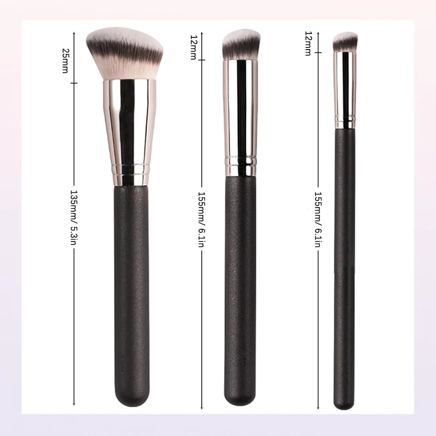ست براش های آرایشی BK Beauty، براش فونداسیون 101، براش کانسیلر A506، کانسیلر Angie Hot & Flashy A506، براش های کانسیلر زاویه دار زیر چشم، ست براش آرایشی فونداسیون، کانتور و کانسیلر (3 عددی - 1 ست)