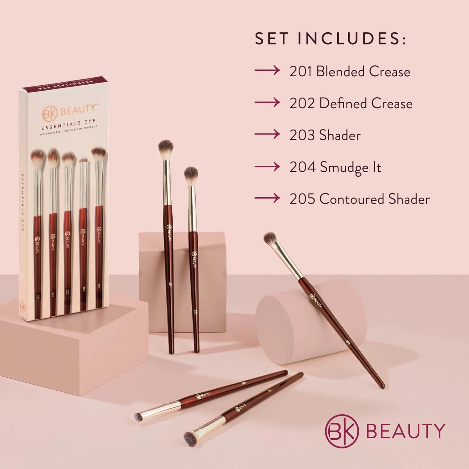 مجموعه براش ضروری BK BEAUTY (5 تکه) - براش های آرایشی حرفه ای برای ترکیب، پخش کردن و مشخص کردن | مجموعه سایه چشم ممتاز برای داشتن ظاهری بی عیب و نقص مجموعه براش ضروری BK BEAUTY (5 تکه) - براش های آرایشی حرفه ای برای ترکیب، پخش کردن و مشخص کردن | مجموعه سایه چشم ممتاز برای داشتن ظاهری بی عیب و نقص
