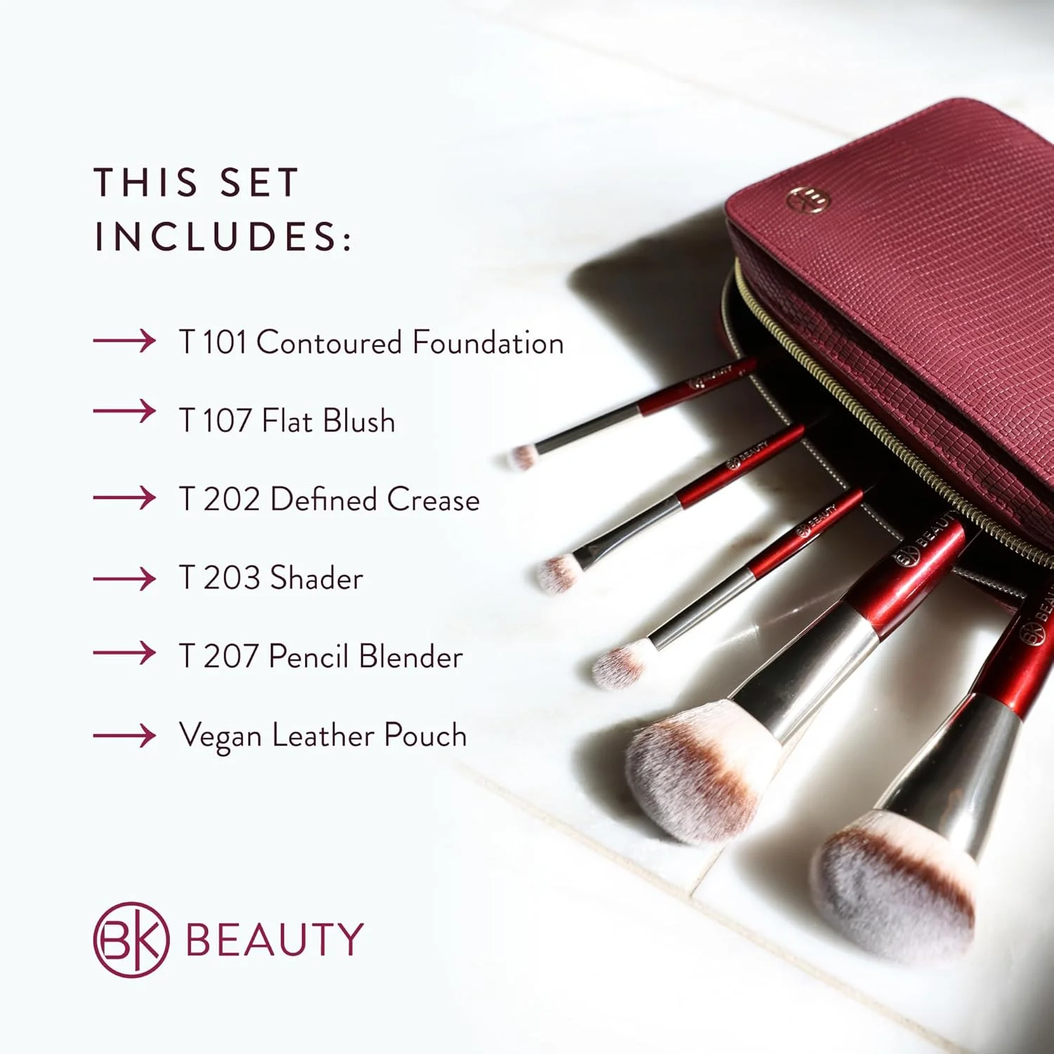 ست برس مسافرتی BK BEAUTY همراه با کیف ست برس مسافرتی BK BEAUTY همراه با کیف