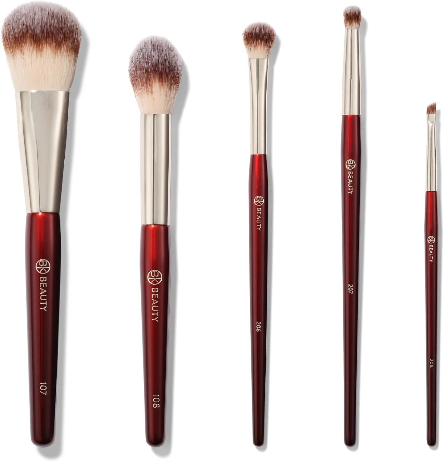 مجموعه براش های دقیق BK BEAUTY (5 تکه) - ست براش آرایشی حرفه ای برای برنزر، رژگونه، کانتور، پودر و آرایش چشم | براش های صورت ممتاز برای استفاده بی نقص