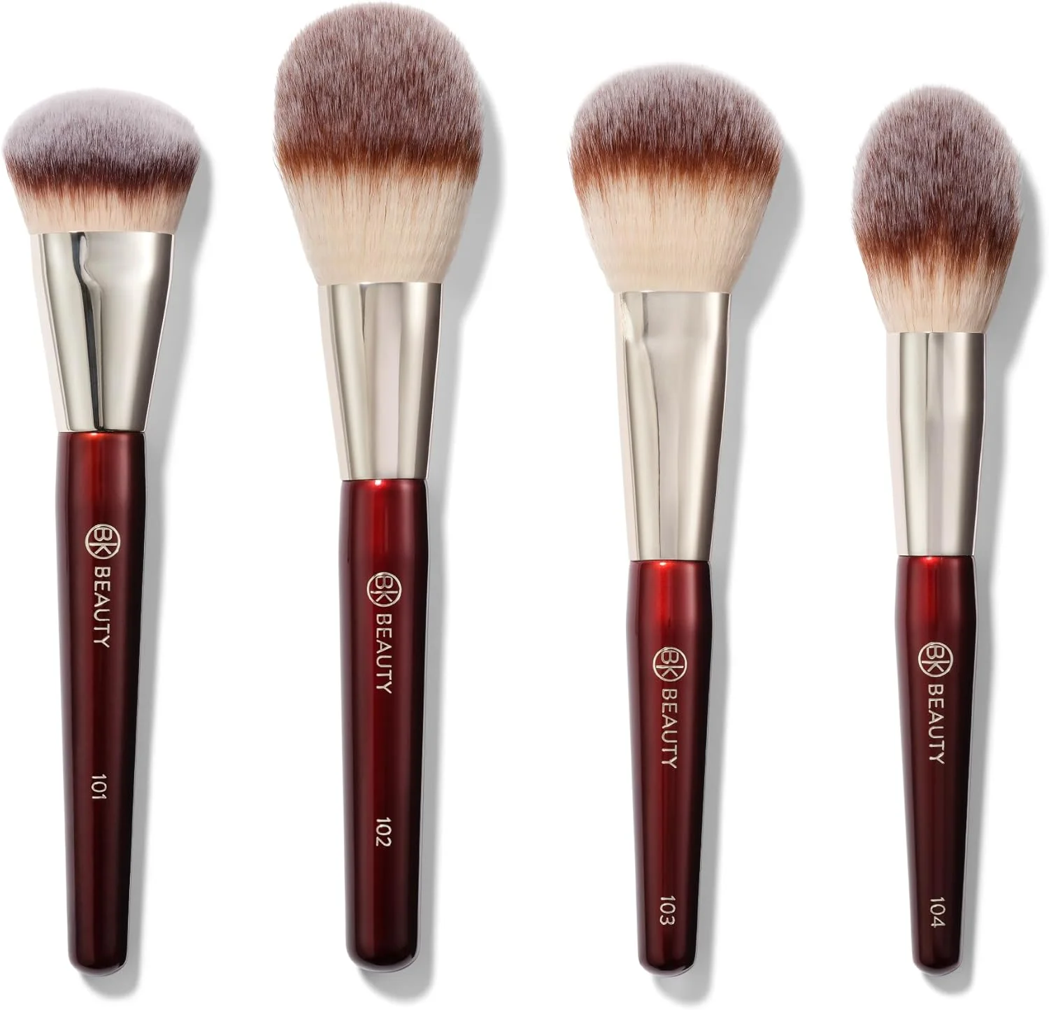 ست براش صورت ضروری BK BEAUTY (4 تکه) - ست براش آرایشی حرفه ای برای کرم پودر مایع یا کرمی، پودر، برنزر، رژگونه | براش های آرایشی ممتاز برای استفاده بی نقص