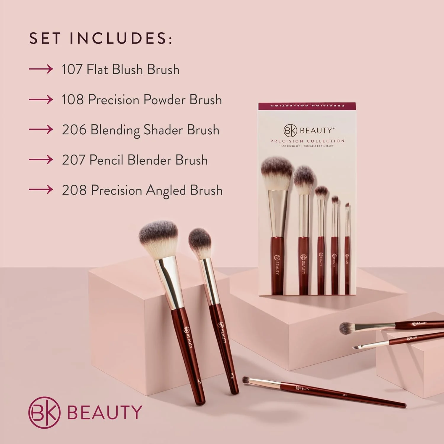 مجموعه براش های دقیق BK BEAUTY (5 تکه) - ست براش آرایشی حرفه ای برای برنزر، رژگونه، کانتور، پودر و آرایش چشم | براش های صورت ممتاز برای استفاده بی نقص مجموعه براش های دقیق BK BEAUTY (5 تکه) - ست براش آرایشی حرفه ای برای برنزر، رژگونه، کانتور، پودر و آرایش چشم | براش های صورت ممتاز برای استفاده بی نقص