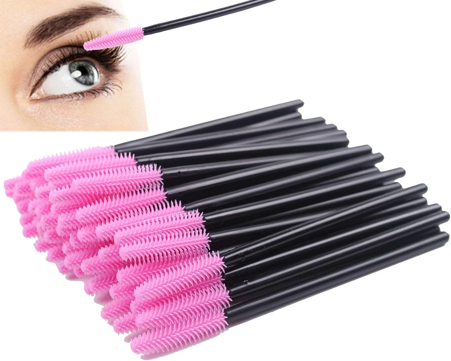 BIHRTC بسته 100 عددی برس ریمل مژه یکبار مصرف سیلیکونی، اپلیکاتور چوب، برس ابرو، ست کیت ابزار آرایش BIHRTC بسته 100 عددی برس ریمل مژه یکبار مصرف سیلیکونی، اپلیکاتور چوب، برس ابرو، ست کیت ابزار آرایش