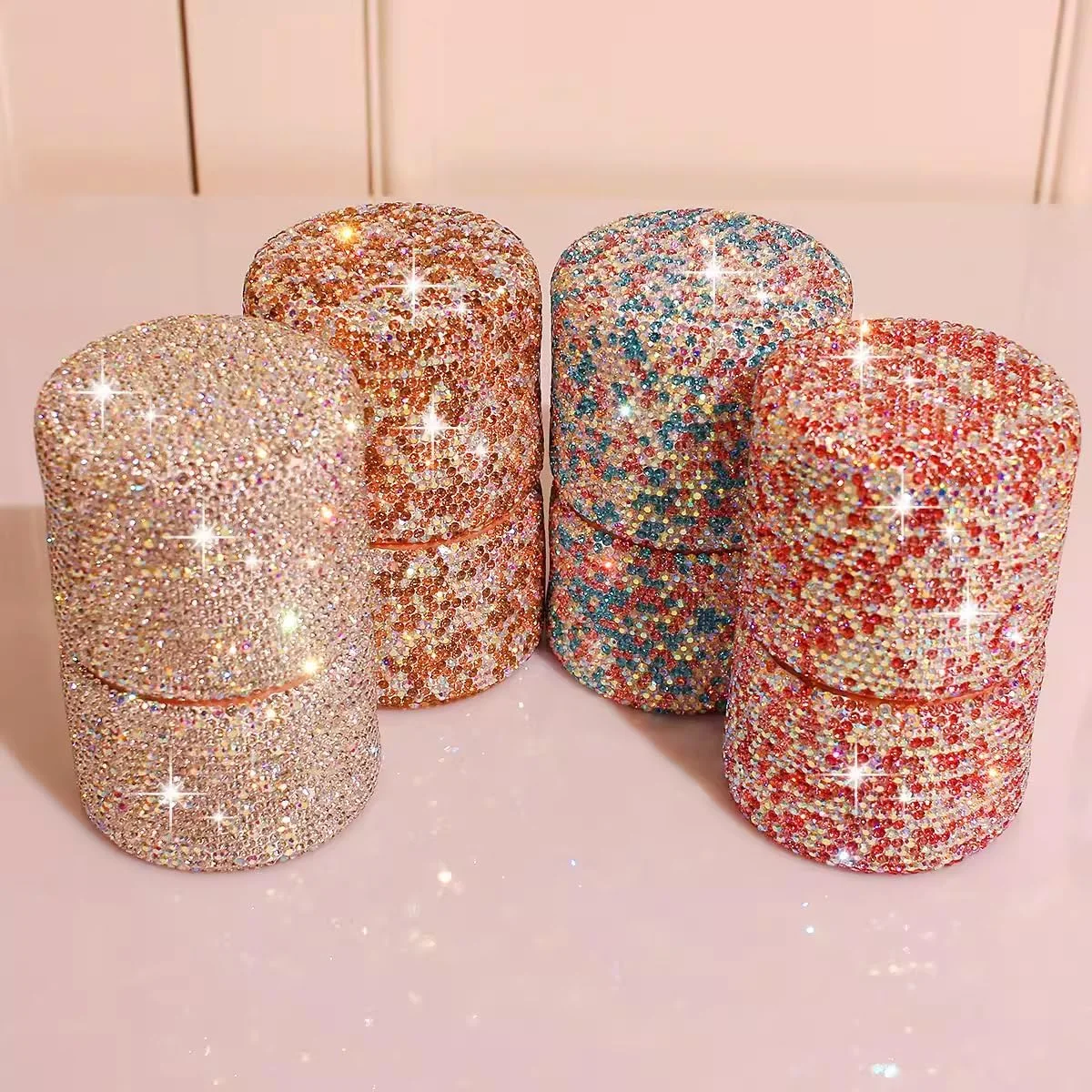 بهترین ست براش آرایشی پنج تکه نگین دار Bestbling - کیت کامل ابزار آرایشی برای آرایش بی نقص (صورتی)