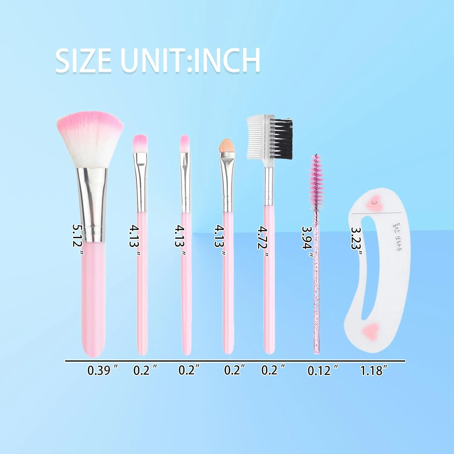 ست برس آرایشی 10 تکه Benixmidart، برس سایه چشم با برس رژگونه، برس لب، برس ابرو دو طرفه، 5 عدد برس مژه یکبار مصرف و 3 عدد کارت ابرو، برس های آرایشی حرفه ای (صورتی)