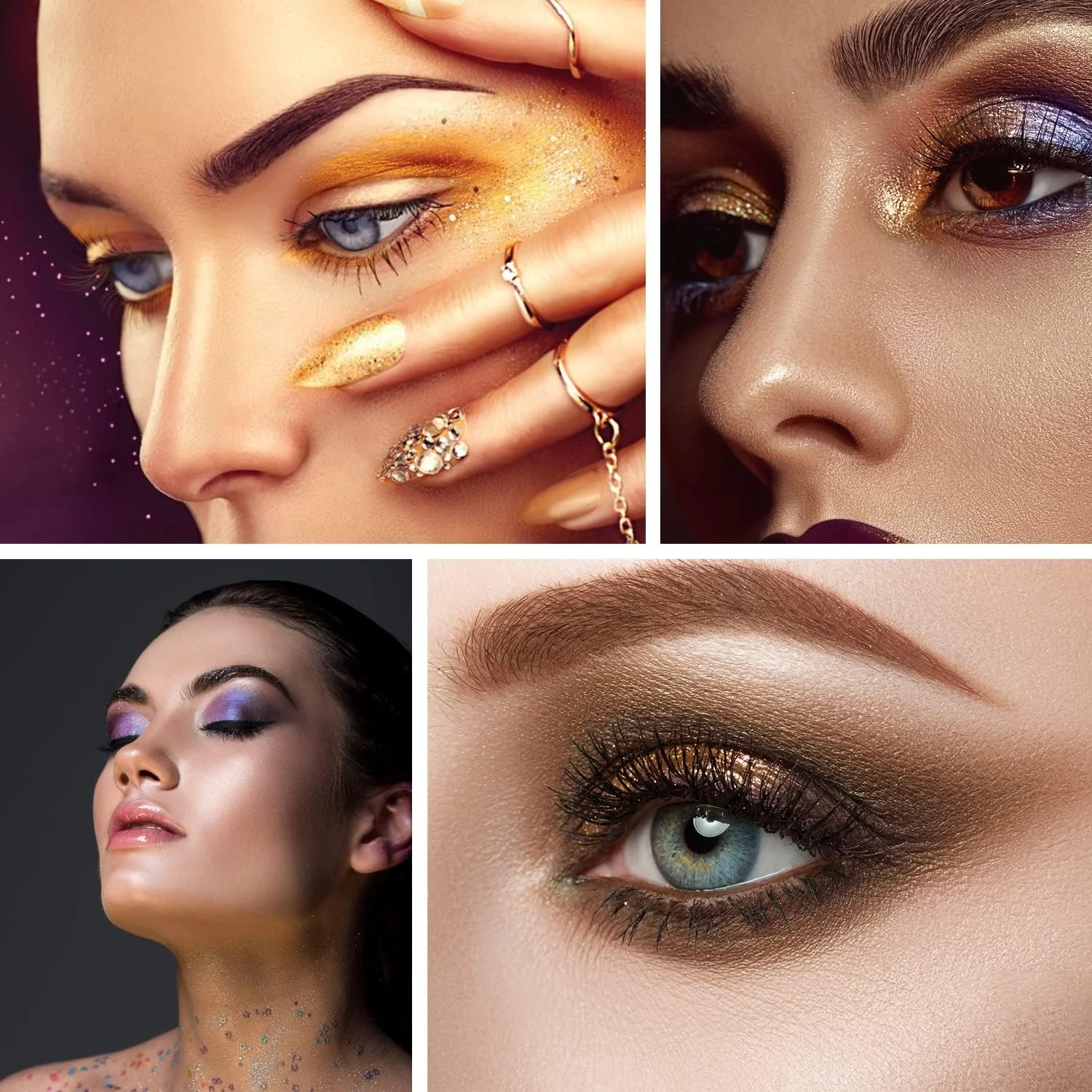 ست برس آرایشی چشم حرفه ای BEILI، 15 تکه برس سایه چشم، خط چشم، ابرو، ترکیب کانسیلر با موهای مصنوعی و طبیعی (مشکی/نقره ای)