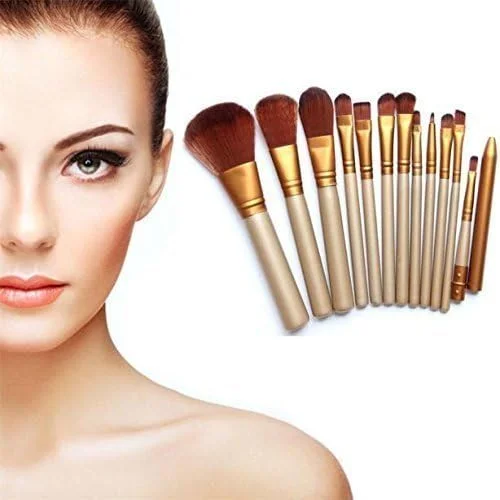ست براش آرایشی نرم بگی 12 عددی و پد/اسفنج آرایشی رایگان (بسته 2 عددی) (رنگ ممکن است متفاوت باشد)