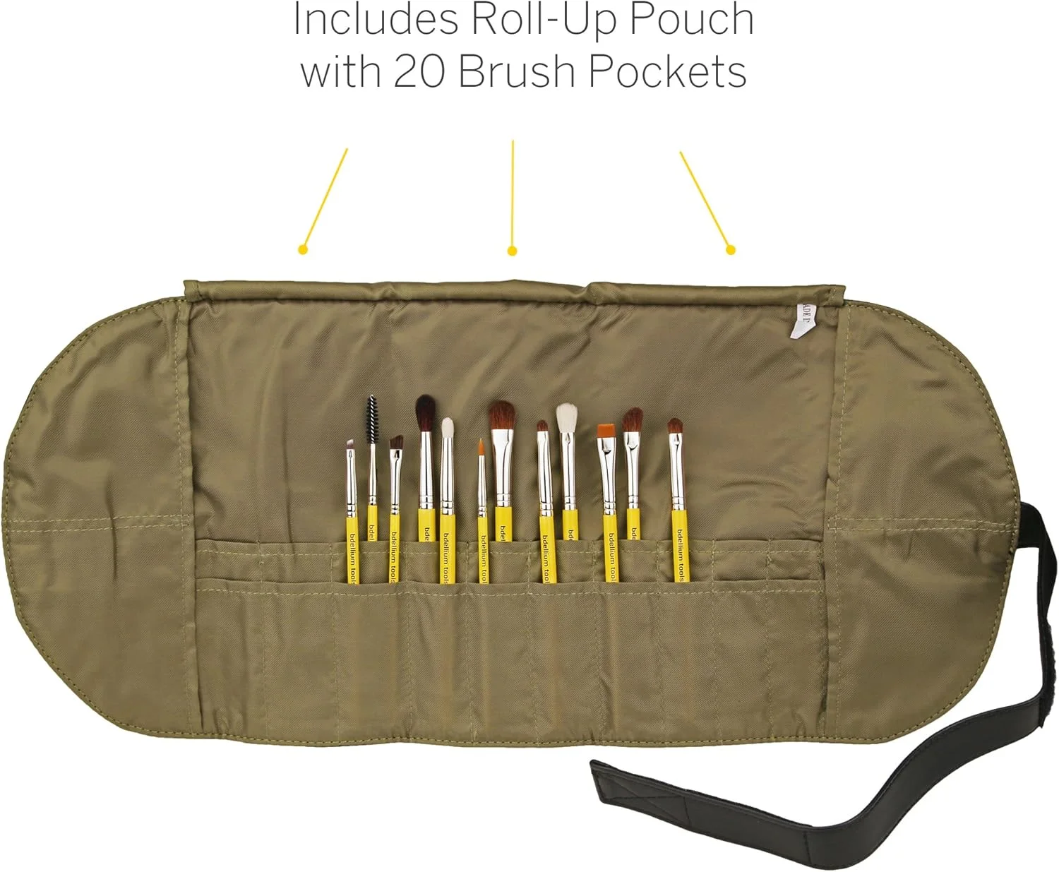 مجموعه برس چشم و کیف استودیویی Bdellium Tools، خط استودیو، مجموعه 12 عددی