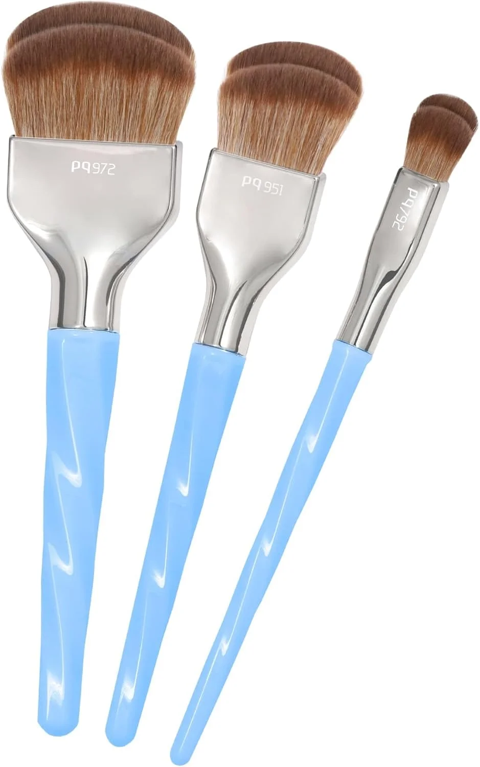 ست برس آرایشی حرفه ای Bdellium Tools - ست 3 عددی برس ترکیبی گنبدی دوتایی آبی