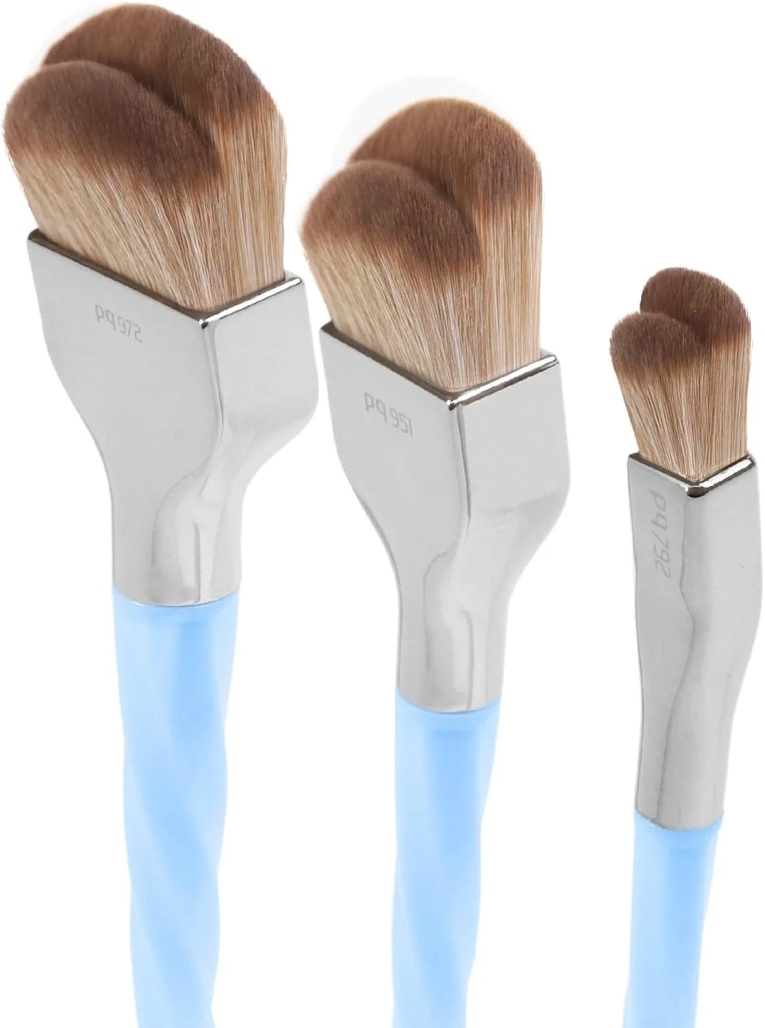 ست برس آرایشی حرفه ای Bdellium Tools - ست 3 عددی برس ترکیبی گنبدی دوتایی آبی