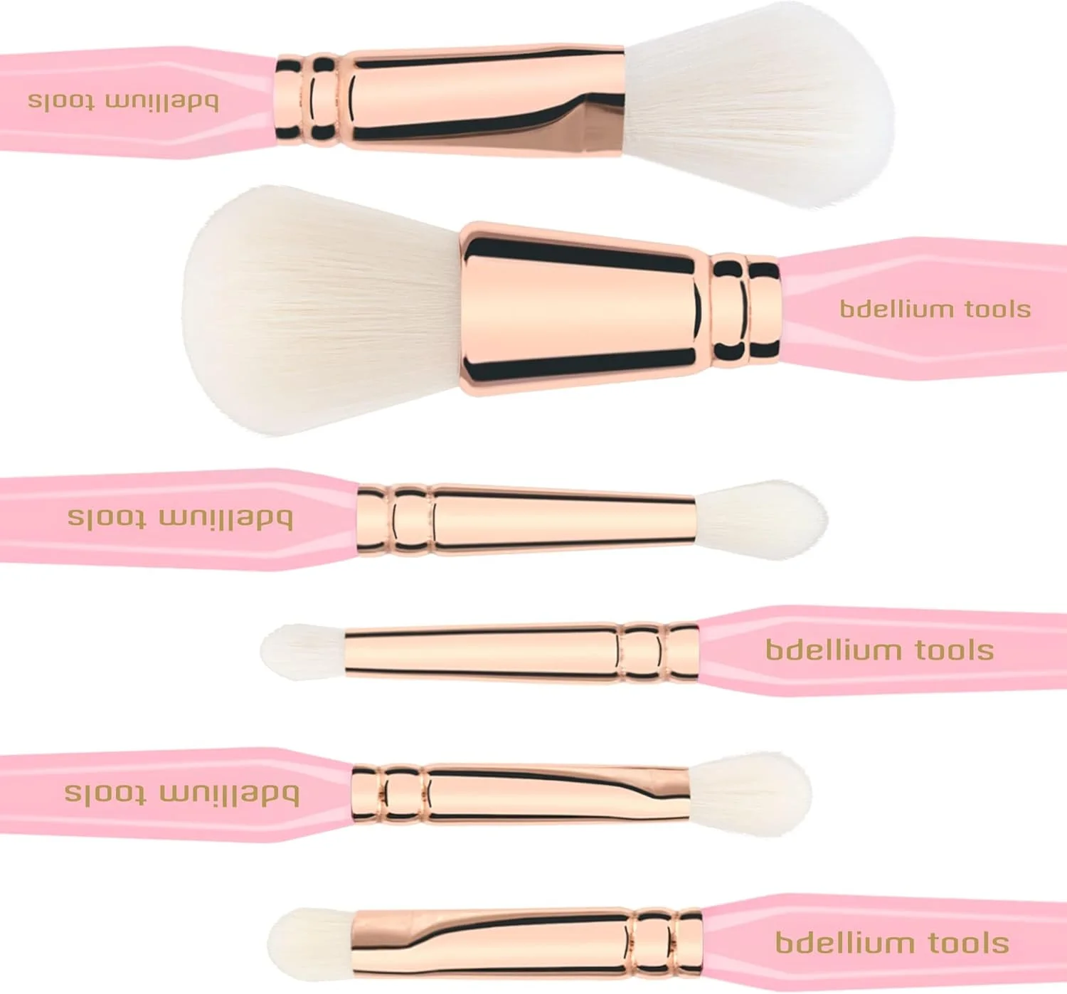 ست برس آرایشی مثلث طلایی درخشان Bdellium Tools Pink - ابزار ممتاز با موهای مصنوعی نرم و حلقه برنجی رزگلد برای چند منظوره (صورتی، 6 عدد) ست برس آرایشی مثلث طلایی درخشان Bdellium Tools Pink - ابزار ممتاز با موهای مصنوعی نرم و حلقه برنجی رزگلد برای چند منظوره (صورتی، 6 عدد)