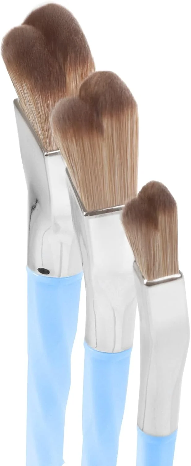 ست برس آرایشی حرفه ای Bdellium Tools - ست 3 عددی برس ترکیبی گنبدی دوتایی آبی