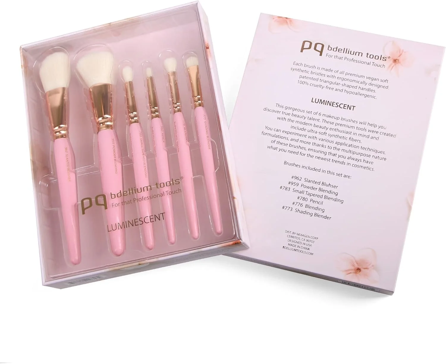 ست برس آرایشی مثلث طلایی درخشان Bdellium Tools Pink - ابزار ممتاز با موهای مصنوعی نرم و حلقه برنجی رزگلد برای چند منظوره (صورتی، 6 عدد) ست برس آرایشی مثلث طلایی درخشان Bdellium Tools Pink - ابزار ممتاز با موهای مصنوعی نرم و حلقه برنجی رزگلد برای چند منظوره (صورتی، 6 عدد)