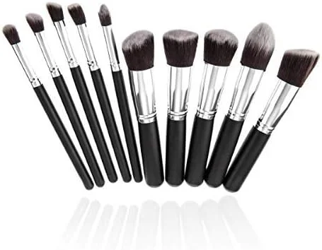 ست برس آرایشی 10 عددی BARBERPROFESSIONAL، برس های ممتاز مصنوعی کابوکی برای کرم پودر، پودر صورت، رژگونه، سایه چشم، کیت برس آرایشی