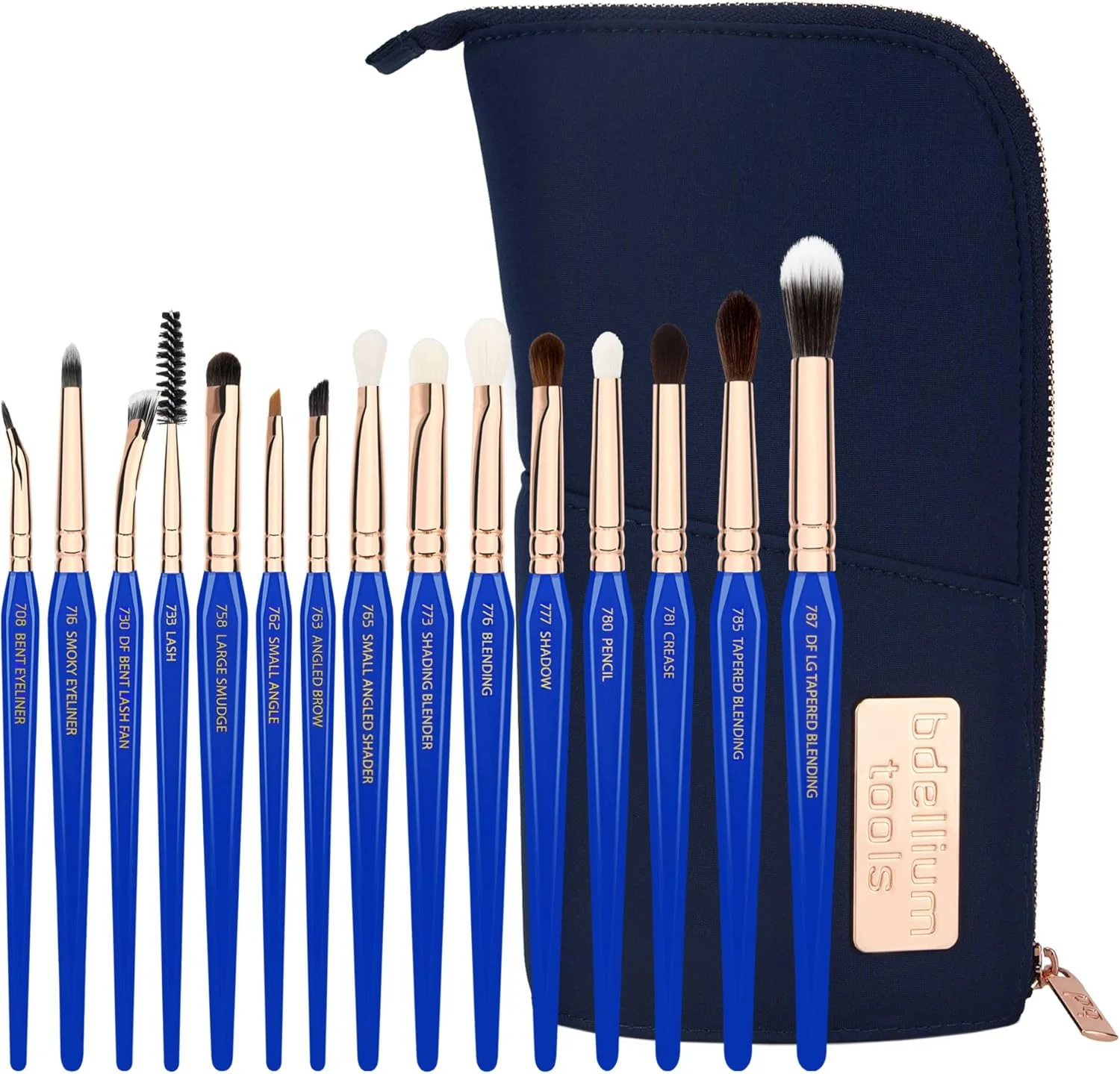 ست کامل 15 تکه برس آرایشی مثلث طلایی Bdellium Tools، مخصوص چشم