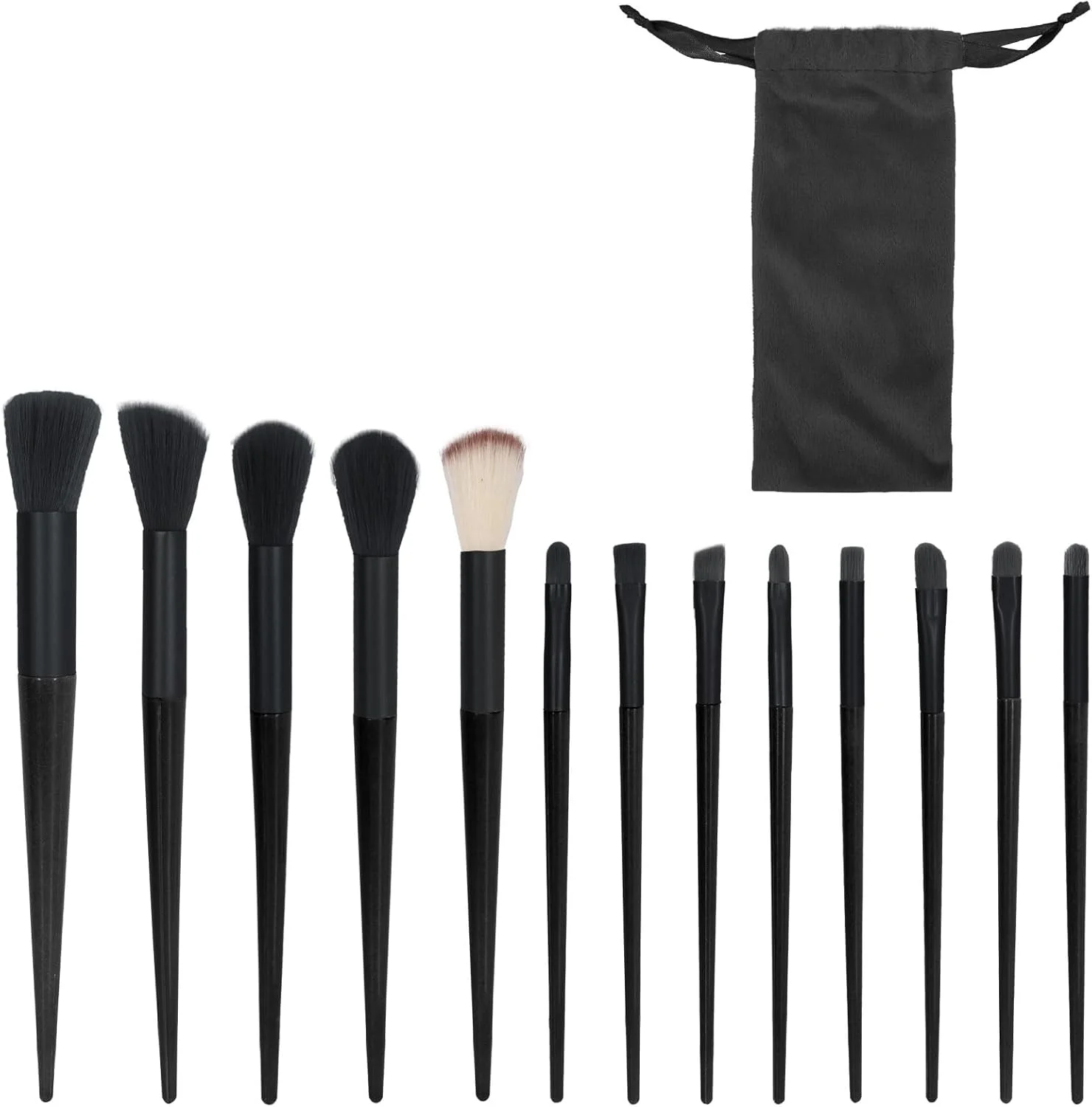 ست ۱۳ عددی برس آرایشی حرفه ای Bagentry به همراه کیف، برس های کامل و قابل حمل برای آرایش، برس های کرم پودر، کانسیلر، سایه چشم و رژ لب برای علاقه مندان (مشکی)