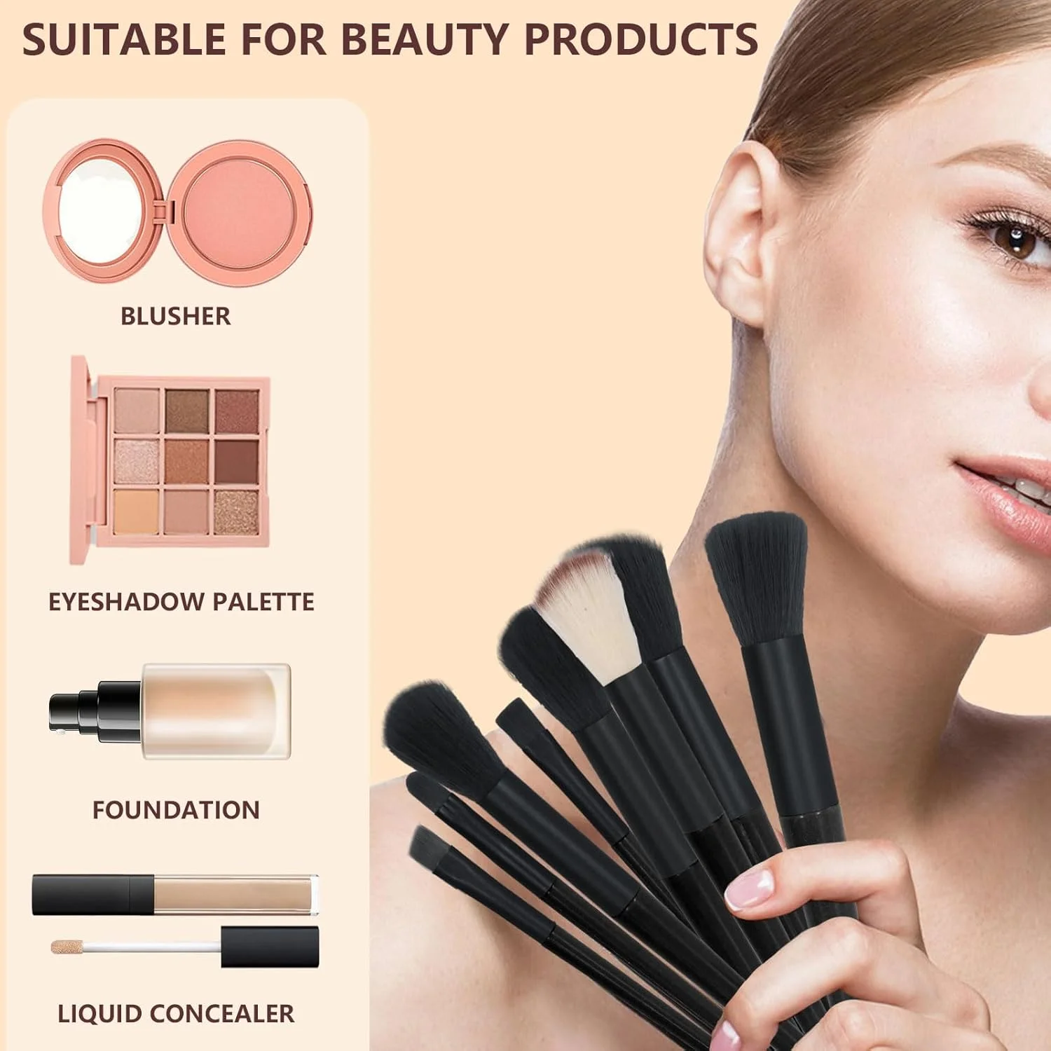 ست ۱۳ عددی برس آرایشی حرفه ای Bagentry به همراه کیف، برس های کامل و قابل حمل برای آرایش، برس های کرم پودر، کانسیلر، سایه چشم و رژ لب برای علاقه مندان (مشکی)