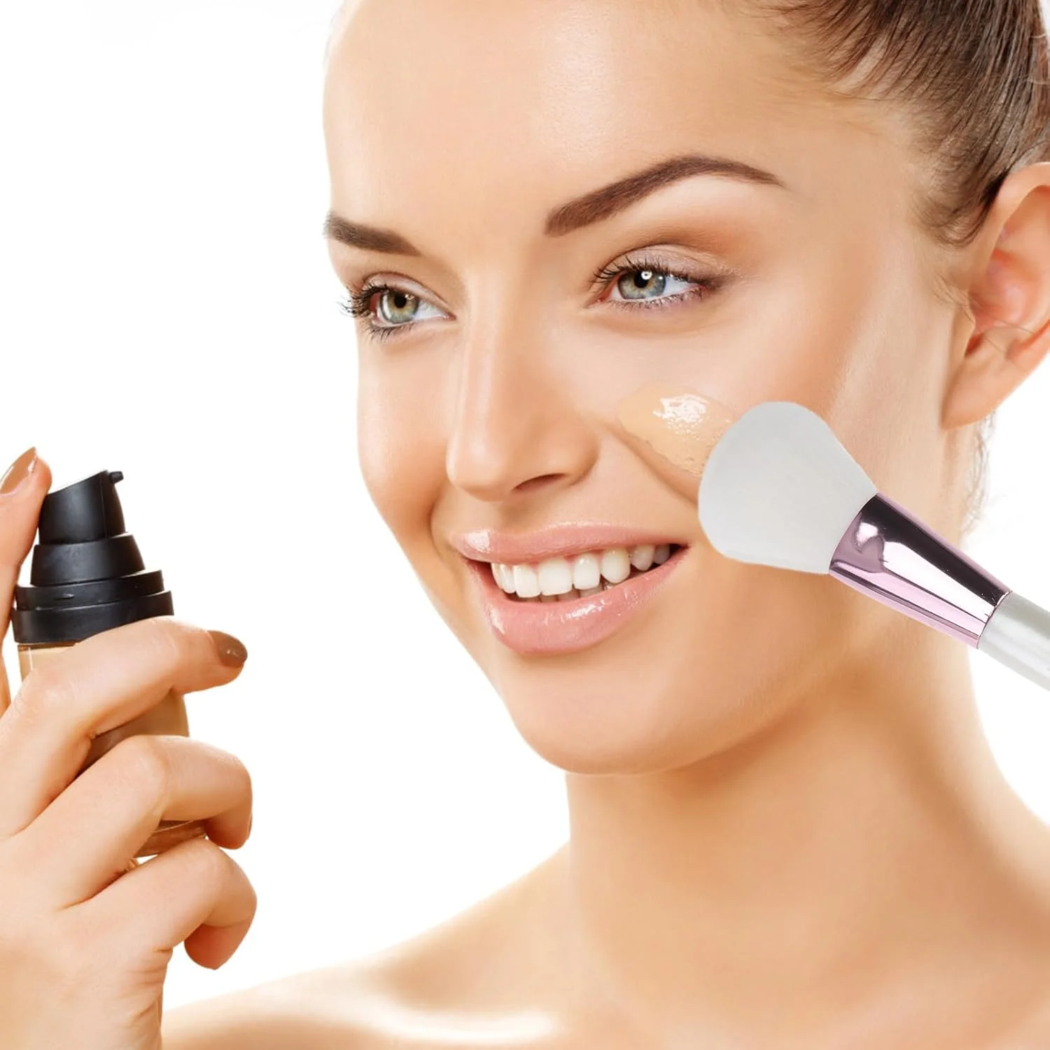 Baluue 2 عدد برس آرایشی، برس رژگونه، برس آرایشی دو طرفه قابل حمل، ابزار آرایش پودری، برس اسفنجی آرایشی، لوازم جانبی صورت، برس آرایشی دو سر، الیاف مصنوعی