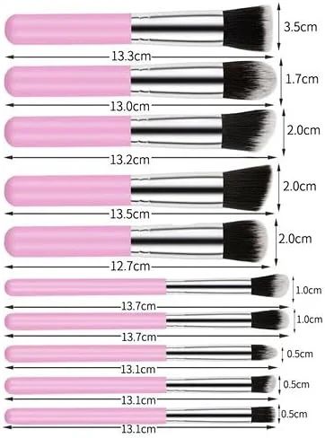 ست برس آرایشی AVTY، مجموعه برس ممتاز مصنوعی برای کرم پودر، پودر صورت، رژگونه، سایه چشم، کیت برس آرایشی با اسفنج بلندر و تمیز کننده برس (10 عدد، صورتی/نقره ای)