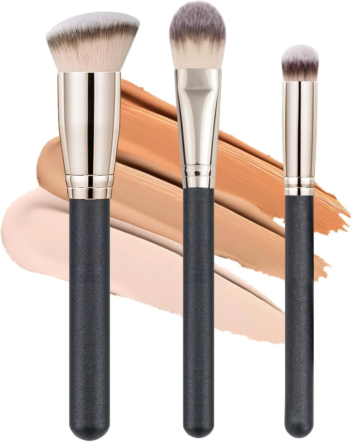 ست برس آرایشی حرفه ای 3 تکه AYEHIOJU - برس زاویه دار کرم پودر، کانسیلر کانتور و رژگونه کابوکی با موهای مصنوعی برای مایع، کرم، پودر | ترکیب، نقطه گذاری و پرداخت بی عیب و نقص