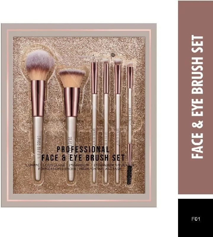 ست برس آرایشی صورت و چشم 6 عددی حرفه ای ARUHIU | الیاف مصنوعی | ترکیب آسان، برس های آرایش چشم | برای کرم، مایع و پودر ست برس آرایشی صورت و چشم 6 عددی حرفه ای ARUHIU | الیاف مصنوعی | ترکیب آسان، برس های آرایش چشم | برای کرم، مایع و پودر