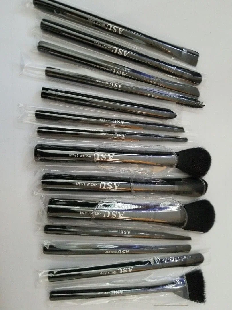 ست برس آرایشی حرفه ای ASU، 14 تکه، هدیه کریسمس عالی، موهای مصنوعی درجه یک، مناسب کانسیلر، سایه چشم، برس ترکیبی، پودر صورت و رژگونه