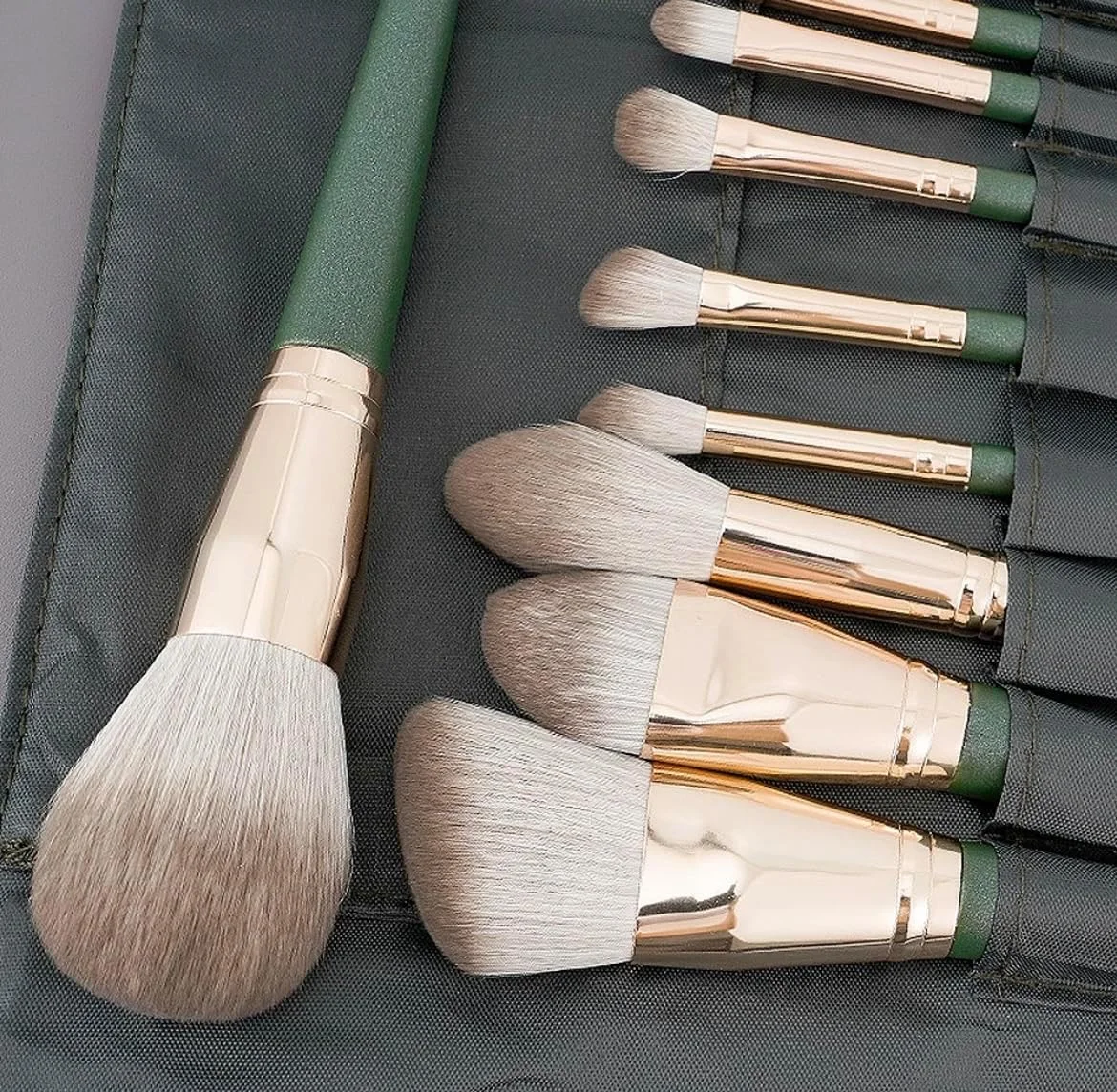 مجموعه برس آرایشی حرفه ای Aura، ست برس آرایشی ۱۴ تکه ممتاز، مجموعه کامل برس آرایشی برای کرم پودر، ترکیب و پودر