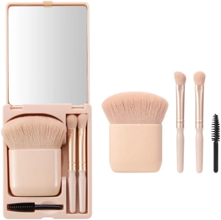 ست برس آرایشی مسافرتی ARFUKA، مجموعه کامل برس های آرایشی کوچک با کیف برس و آینه داخلی
