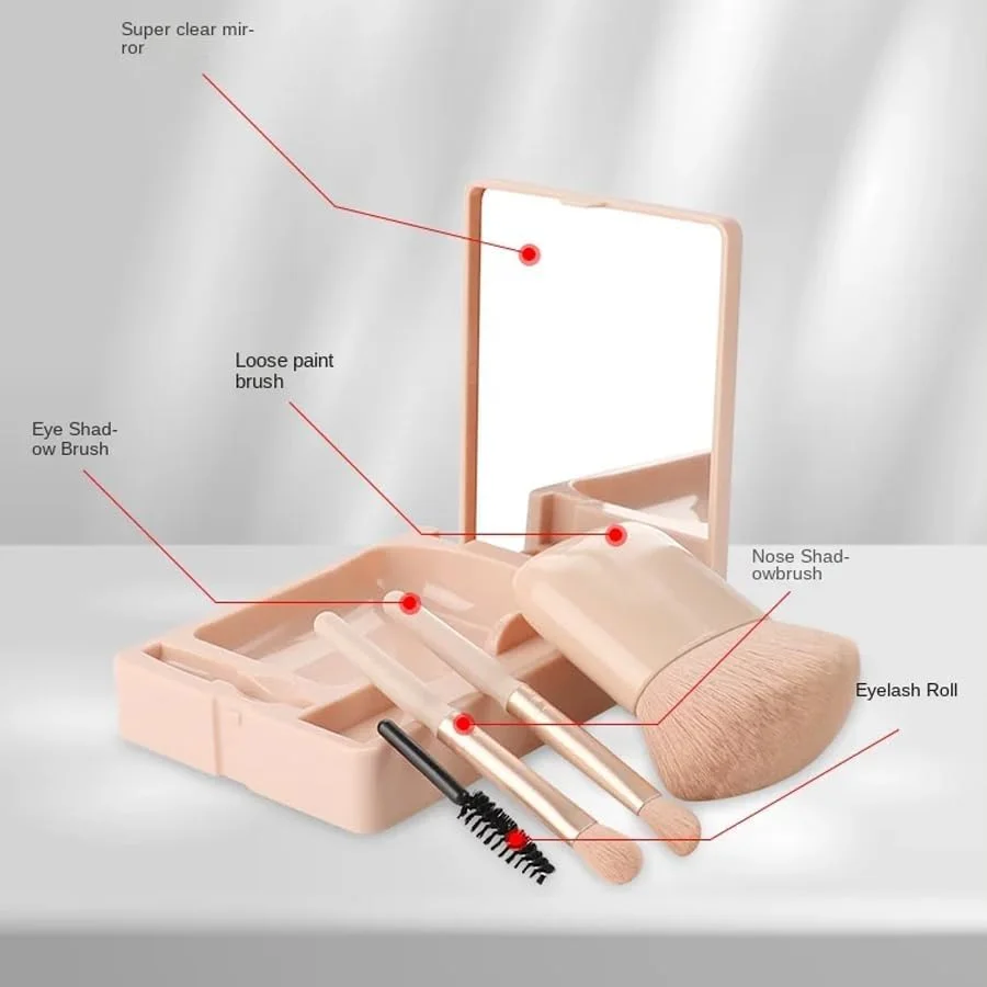 ست برس آرایشی مسافرتی ARFUKA، مجموعه کامل برس های آرایشی کوچک با کیف برس و آینه داخلی