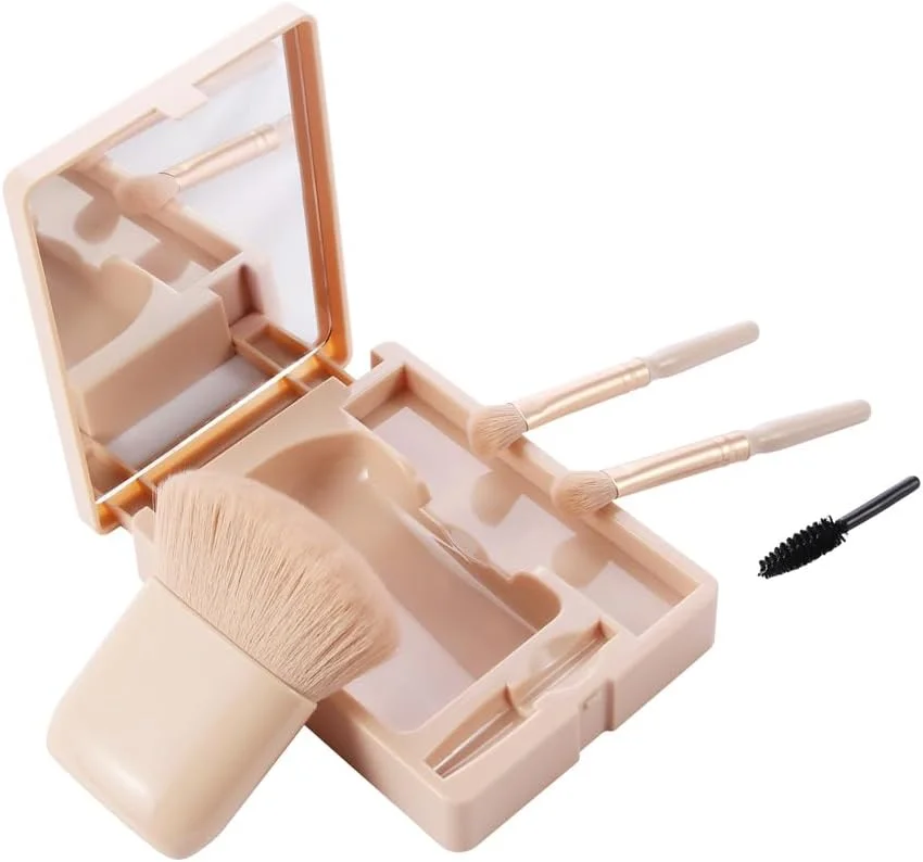 ست برس آرایشی مسافرتی ARFUKA، مجموعه کامل برس های آرایشی کوچک با کیف برس و آینه داخلی