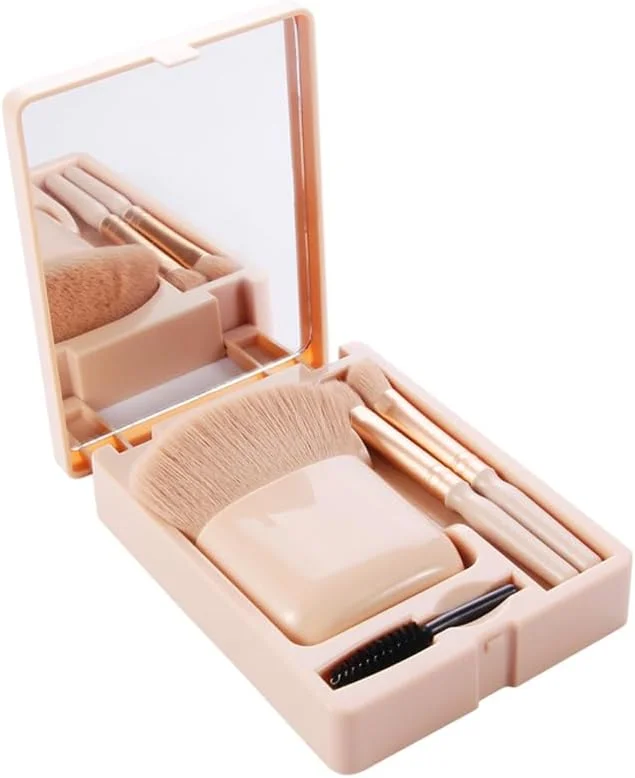 ست برس آرایشی مسافرتی ARFUKA، مجموعه کامل برس های آرایشی کوچک با کیف برس و آینه داخلی