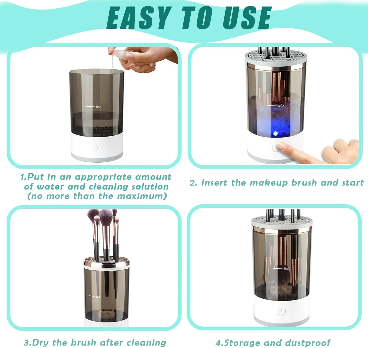 دستگاه تمیز کننده برس آرایشی برقی آرشانی، اسپینر برس تمیز کننده اتوماتیک قابل حمل با تشک برس برای مجموعه برس های آرایشی زیبایی در همه اندازه ها، سازماندهی برس های آرایشی، اسپینر برس تمیز کننده عمیق دستگاه تمیز کننده برس آرایشی برقی آرشانی، اسپینر برس تمیز کننده اتوماتیک قابل حمل با تشک برس برای مجموعه برس های آرایشی زیبایی در همه اندازه ها، سازماندهی برس های آرایشی، اسپینر برس تمیز کننده عمیق