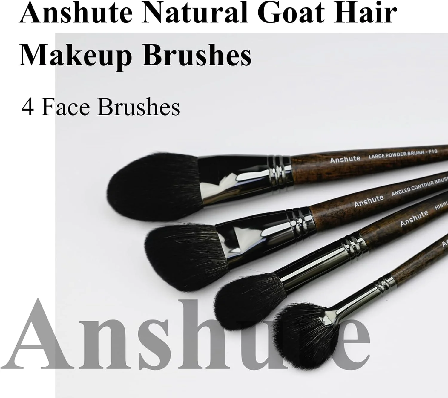 ست برس آرایشی 4 عددی موی بز طبیعی Anshute، برس های صورت، برس های آرایشی موی طبیعی حرفه ای، دسته چوب راش. موهای فوق العاده نرم، انواع برس ها. ست برس آرایشی 4 عددی موی بز طبیعی Anshute، برس های صورت، برس های آرایشی موی طبیعی حرفه ای، دسته چوب راش. موهای فوق العاده نرم، انواع برس ها.