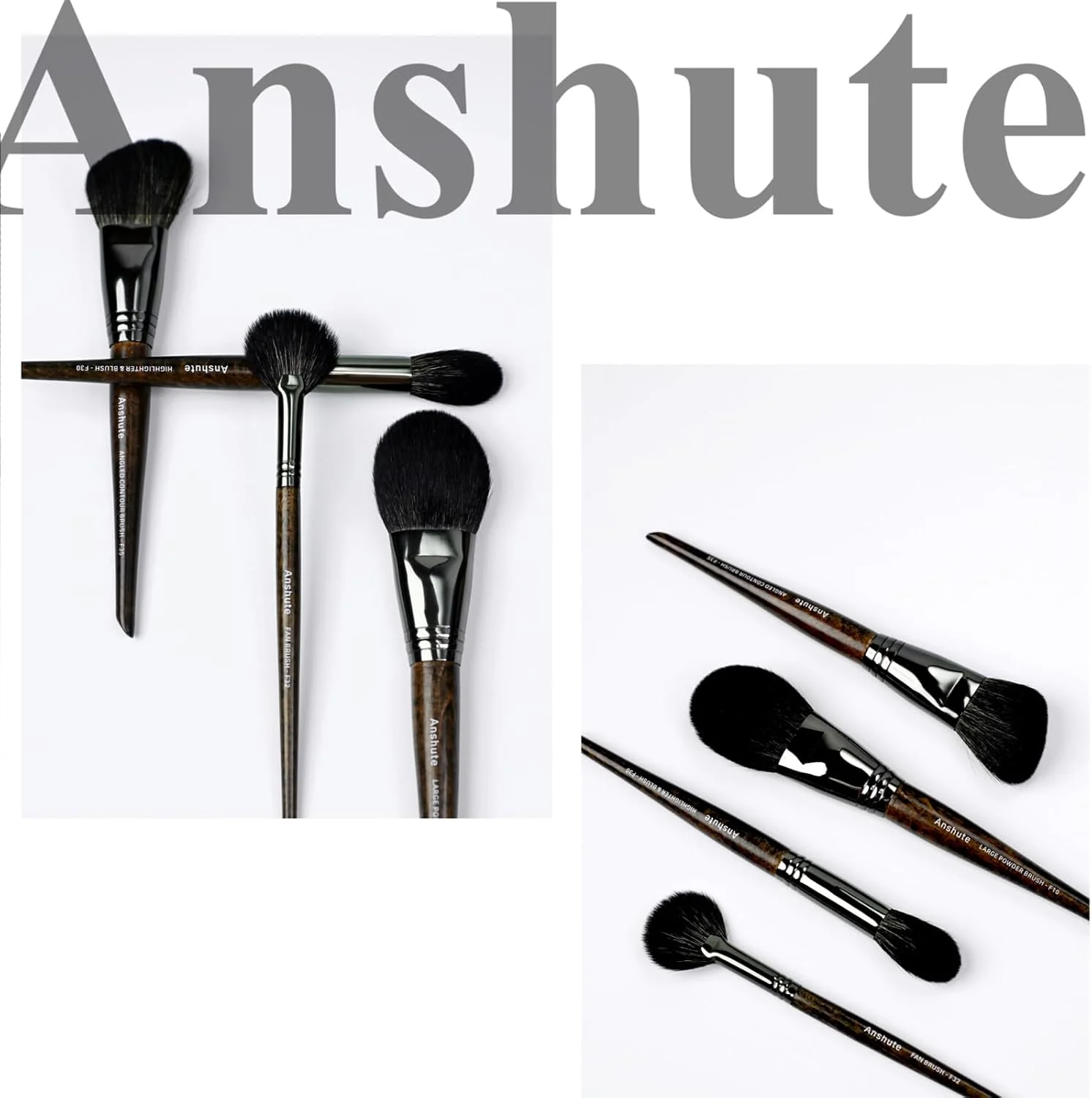 ست برس آرایشی 4 عددی موی بز طبیعی Anshute، برس های صورت، برس های آرایشی موی طبیعی حرفه ای، دسته چوب راش. موهای فوق العاده نرم، انواع برس ها. ست برس آرایشی 4 عددی موی بز طبیعی Anshute، برس های صورت، برس های آرایشی موی طبیعی حرفه ای، دسته چوب راش. موهای فوق العاده نرم، انواع برس ها.