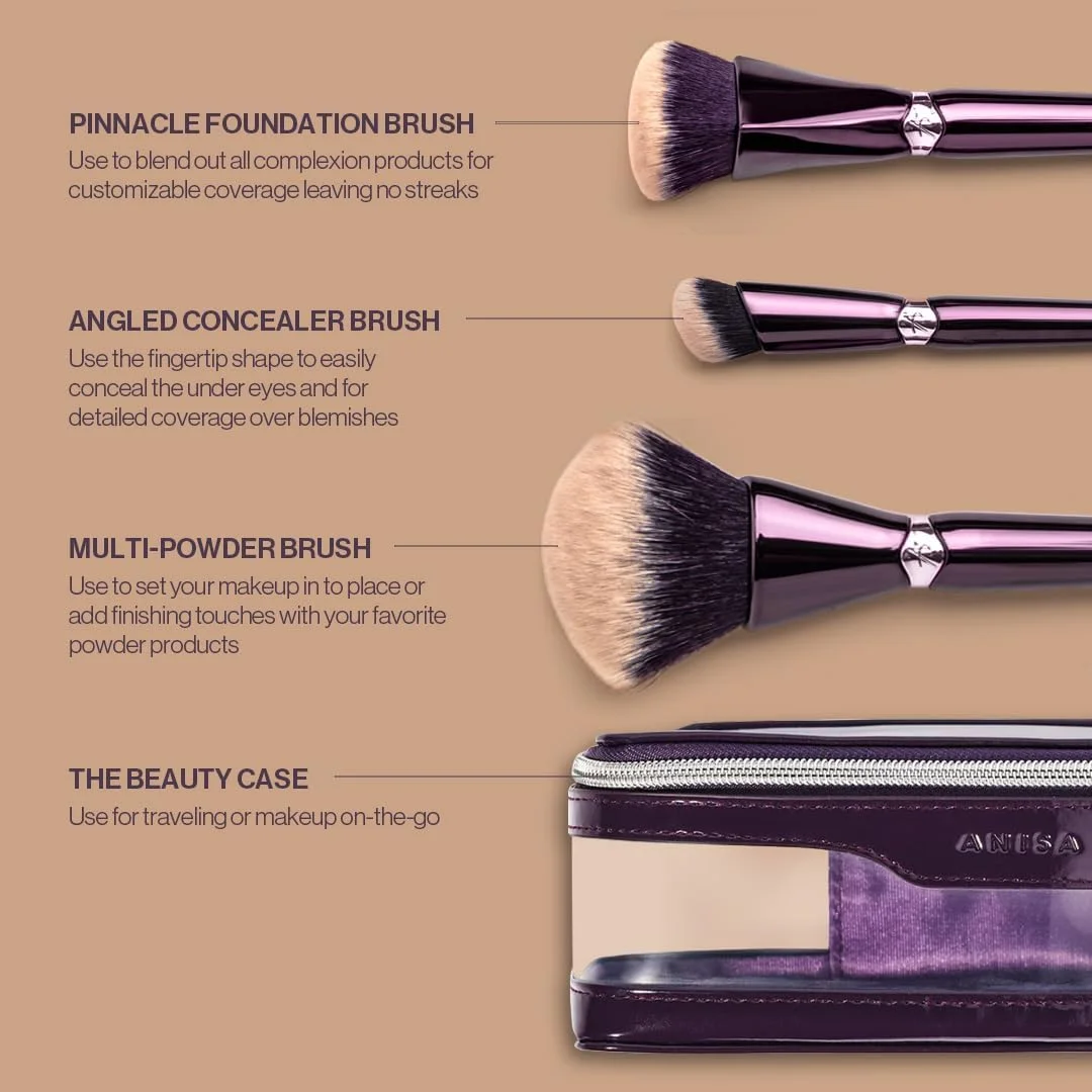 ست برس آرایشی روزانه مبتدی آنیسا بیوتی – 3 برس ضروری برای استفاده از کرم پودر، کانسیلر و پودر – الیاف نرم و مصنوعی برای پوشش بی عیب و نقص و بدون رگه ست برس آرایشی روزانه مبتدی آنیسا بیوتی – 3 برس ضروری برای استفاده از کرم پودر، کانسیلر و پودر – الیاف نرم و مصنوعی برای پوشش بی عیب و نقص و بدون رگه