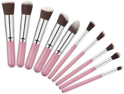 ست برس آرایشی 10 تکه آنجلی بیوتی، صورتی، مصنوعی، شامل برس های کرم پودر، کانسیلر، ترکیب کننده، سایه چشم و برس صورت ست برس آرایشی 10 تکه آنجلی بیوتی، صورتی، مصنوعی، شامل برس های کرم پودر، کانسیلر، ترکیب کننده، سایه چشم و برس صورت