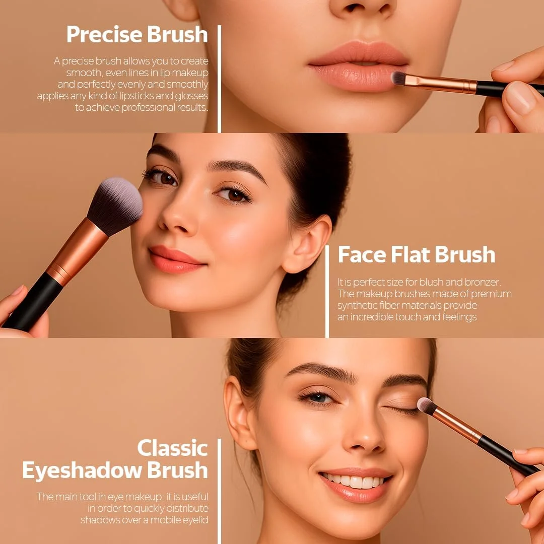 ست برس آرایشی 16 تکه AMROAH به همراه 1 تیغ ابرو، برس های آرایشی ممتاز مصنوعی برای کرم پودر، کیت برس های آرایشی حرفه ای برای پودر، کانسیلر، سایه چشم، رژگونه و هایلایتر ست برس آرایشی 16 تکه AMROAH به همراه 1 تیغ ابرو، برس های آرایشی ممتاز مصنوعی برای کرم پودر، کیت برس های آرایشی حرفه ای برای پودر، کانسیلر، سایه چشم، رژگونه و هایلایتر