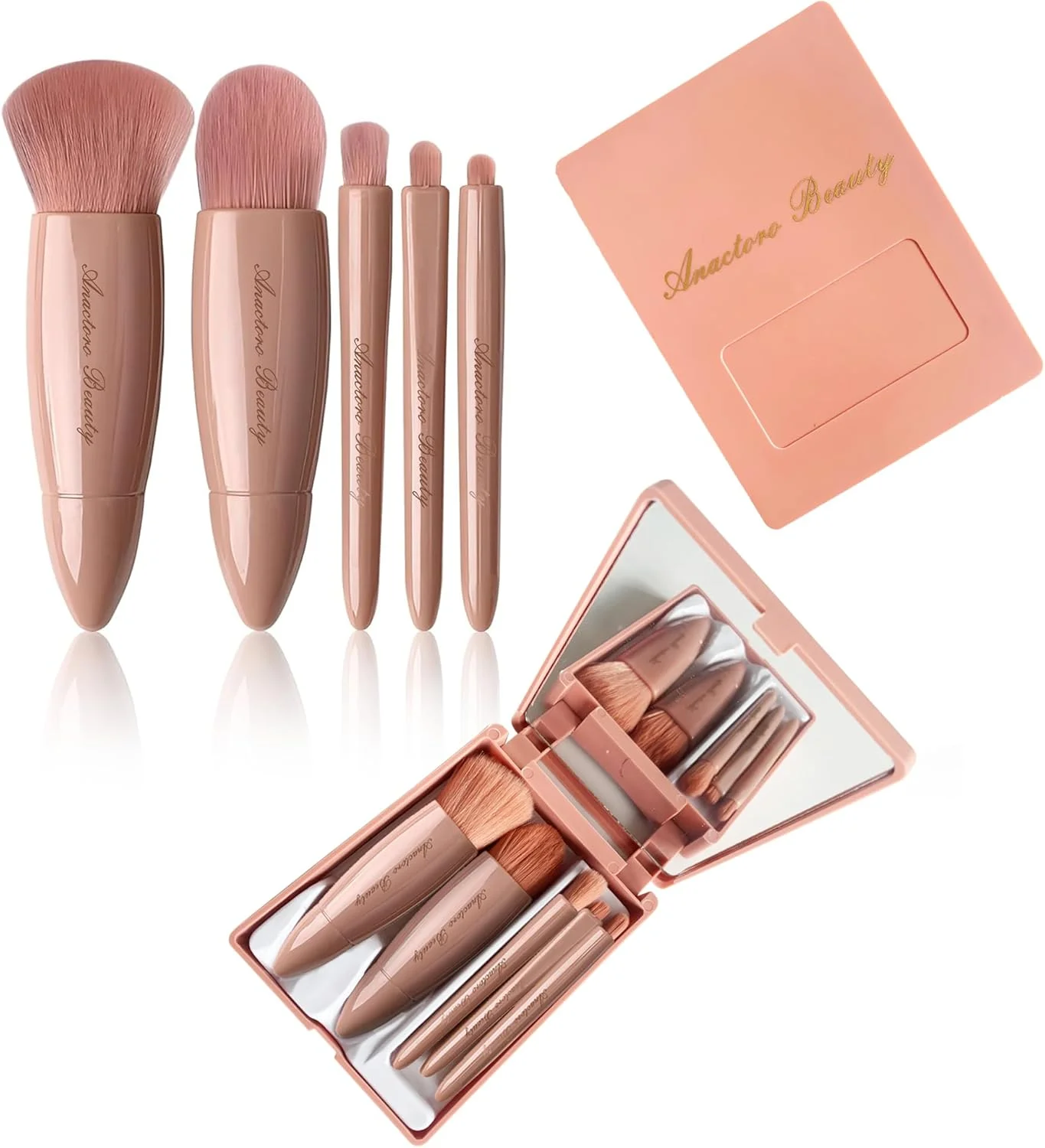 ست براش آرایشی 5 تکه Anactoro، ست مینی براش آرایشی، براش های آرایشی مسافرتی، ست آرایشی برای زیبایی - کرم پودر، رژگونه، سایه چشم، خط چشم، پودر، براش های آرایشی کوچک مناسب کیف پول! ست براش آرایشی 5 تکه Anactoro، ست مینی براش آرایشی، براش های آرایشی مسافرتی، ست آرایشی برای زیبایی - کرم پودر، رژگونه، سایه چشم، خط چشم، پودر، براش های آرایشی کوچک مناسب کیف پول!