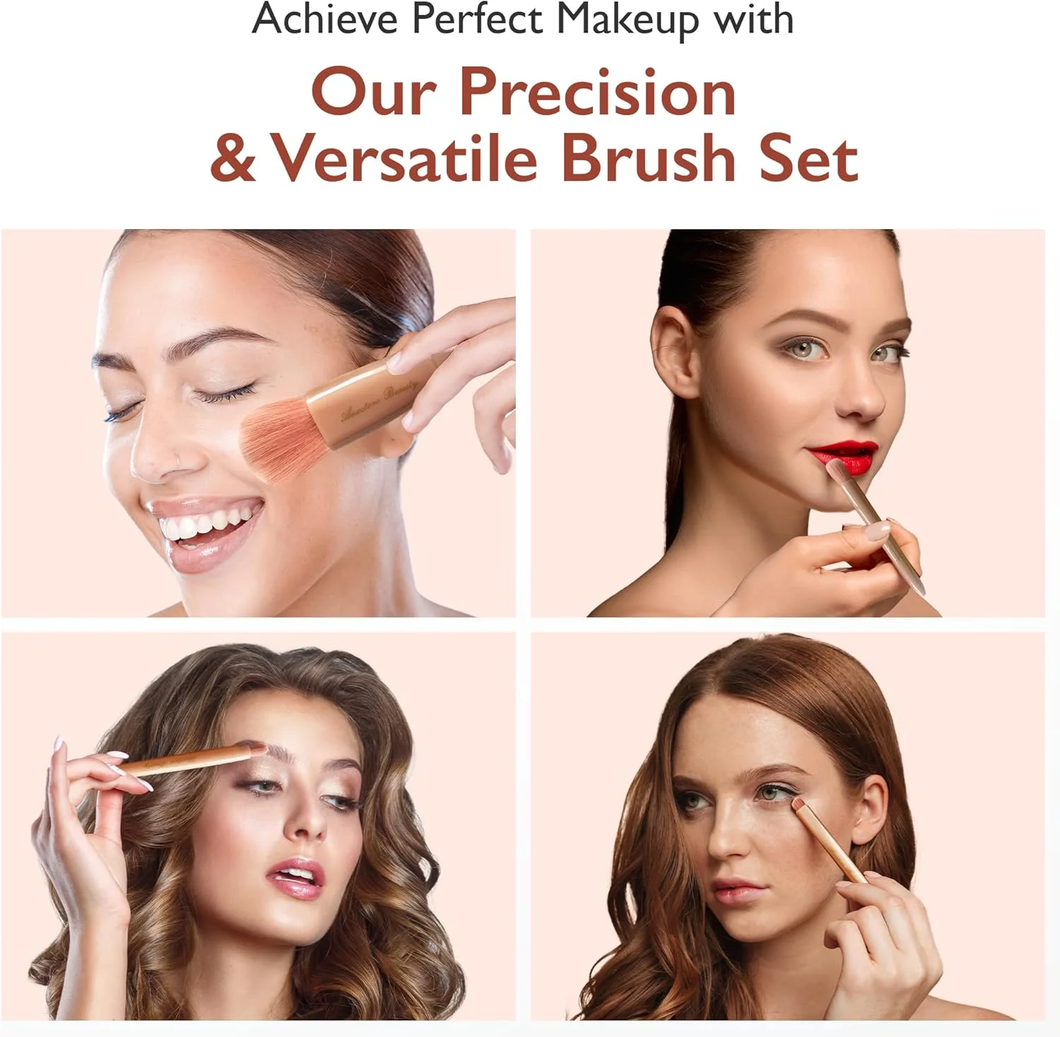 ست براش آرایشی 5 تکه Anactoro، ست مینی براش آرایشی، براش های آرایشی مسافرتی، ست آرایشی برای زیبایی - کرم پودر، رژگونه، سایه چشم، خط چشم، پودر، براش های آرایشی کوچک مناسب کیف پول!