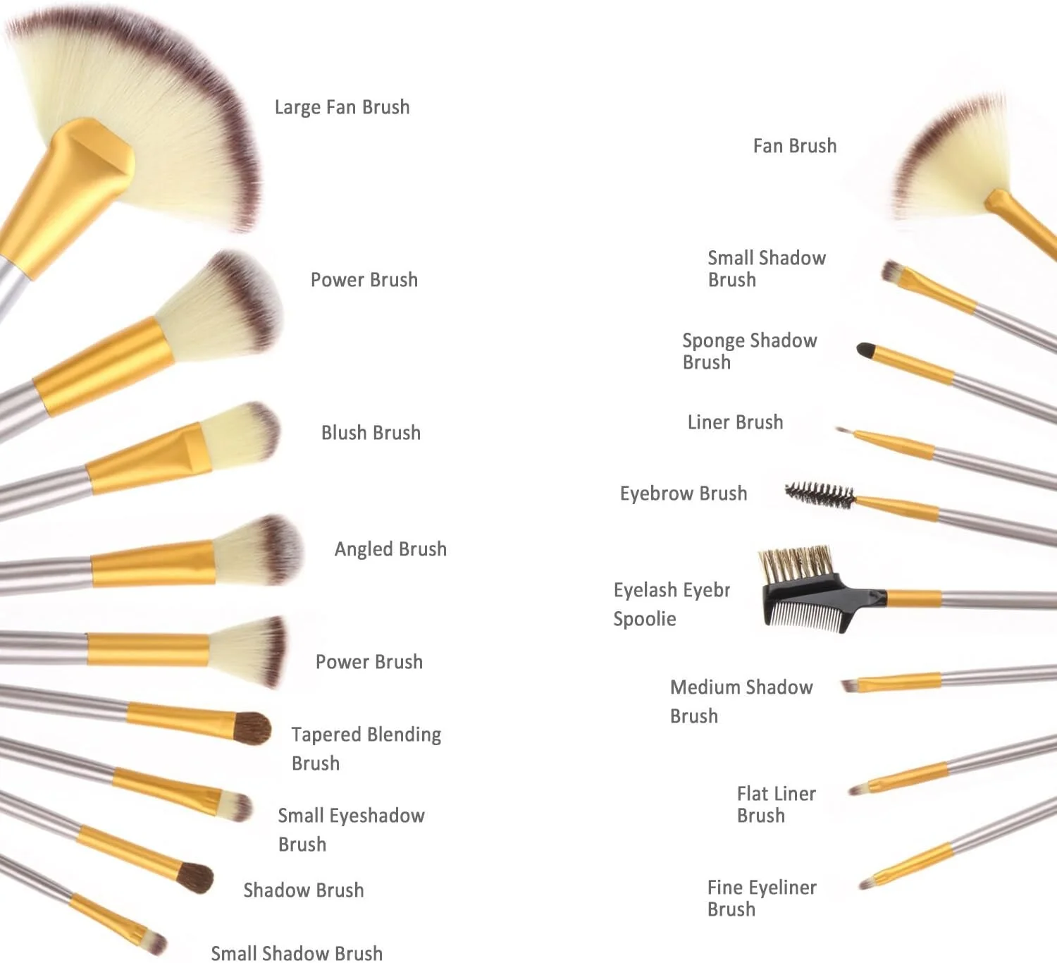 ست برس آرایشی 18 عددی AMMIY، دسته چوبی حرفه ای، موهای مصنوعی ممتاز، برس های کانتور، کانسیلر، کرم پودر، ترکیب کننده، پودر صورت، سایه چشم، برس های آرایشی با کیف چرمی PU (شامپاینی)